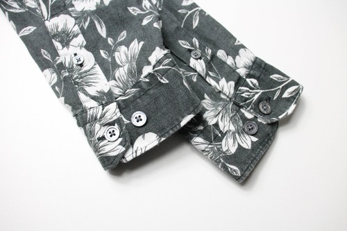 LJUNG By Marcus Larsson Shirt Men's MEDIUM 100% Linen Floral Print Band Collar - Picture 5 of 9