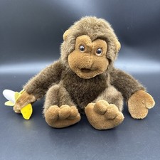 Dakin Brown Gorilla Banana Monkey Ape 9" Plush Stuffed Animal Toy 1990 Vintage