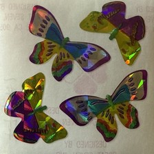 BUTTERFLY Prismatic Stickers 4pc Great 7  Flying  Wings  Bugs  Insects  Card Making