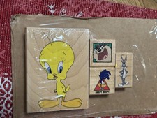 Looney Tunes Bugs Bunny Tweety Taz Road Runner Wooden Rubber Stamps A20 