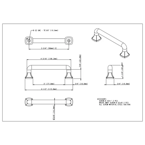 Griffin 96 mm Center-to-Center Bar Pull - Picture 5 of 5