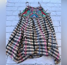 Urban Outfitters UO Embroidered Apron Mini Dress Side Tie Deep Back Boho Sz S