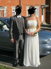 Ivory & Gold Sequin Prom / Wedding / Celebration / Summer Dress size 8