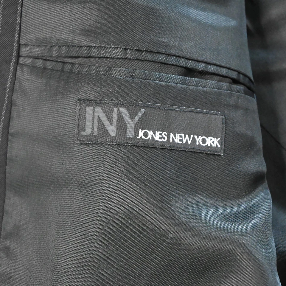Jones New York 46L 40x32 Negro Rayas 100% Lana Hombre Chaqueta Pantalones Traje Foto 4 de 4