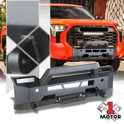 Black Front Bumper w/ Tow Winch D-Ring Mounts Provision for 22-24 Toyota Tundra