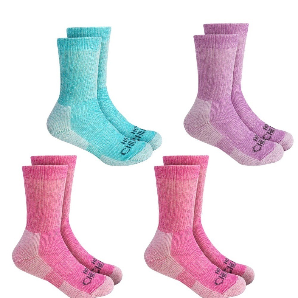 Youth Wool Trail Socks 4-pack - Pink/Aqua/Purple Size S Shoe Size 7-11 NWT