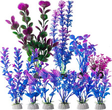 10 Pack Small Artificial Aquarium Plants 4" Plastic Fish Tank Decor Purple