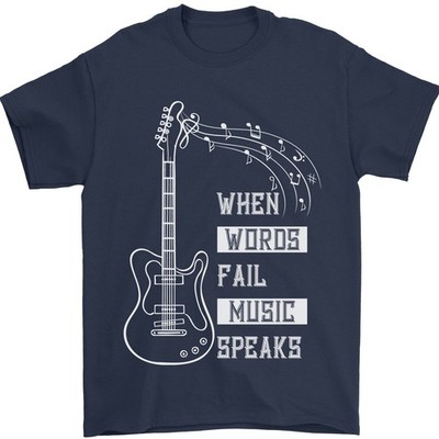 Als Worte Fail Music Speaks Gitarre Herren 100% Baumwolle