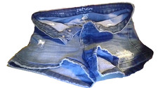 Refuge DISTRESSED DENIM SHORTS Size 0 Hi-Waist Shortie 3-Button/Zip Summer Ready