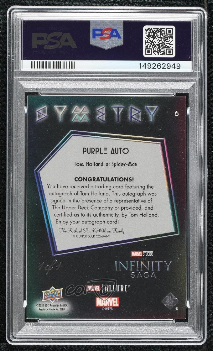 2022 Marvel Allure Symmetry Purple 1/1 Tom Holland as Spider-Man #6 PSA 7.5 Auto view 2