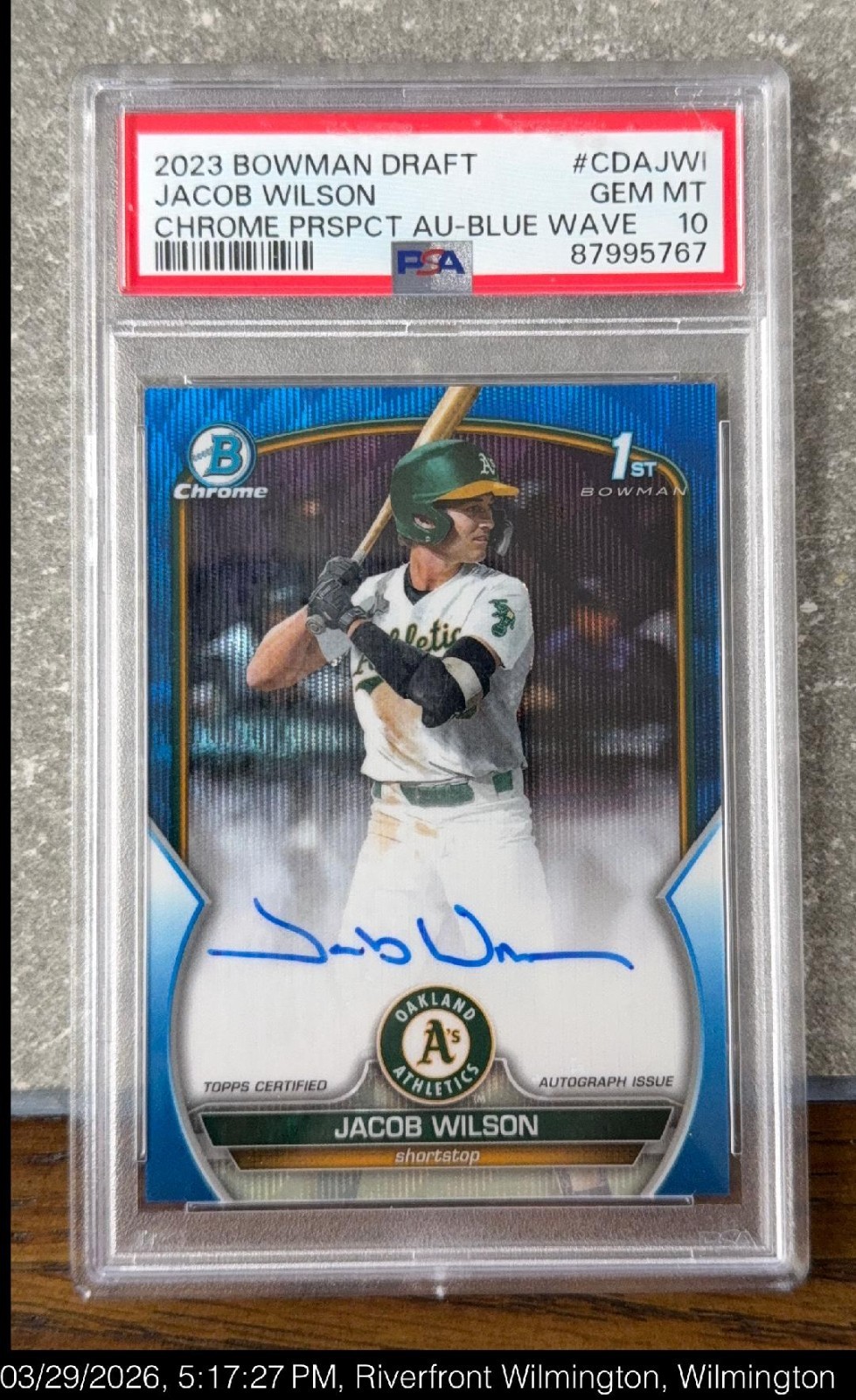 2023 Jacob Wilson 1st Bowman Chrome Auto Blue Wave Refractor #81/150 PSA 10 MINT