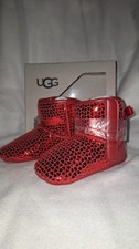NIB UGG Jesse Bow II Gel Hearts Girls Bootie Sz 04 /05 Faux Fur Lined Boot Red