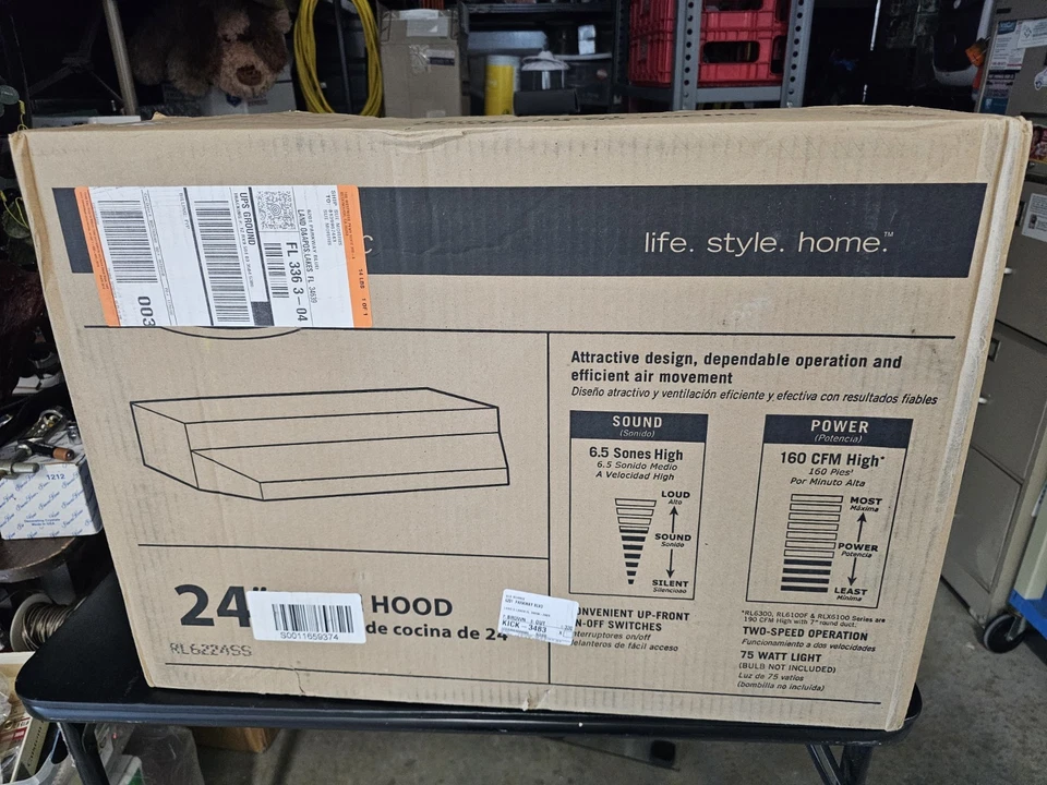 Capota NuTone Basic RL6224SS 24 pulgadas sin ventilación - Acero inoxidable nueva en caja Foto 2 de 4