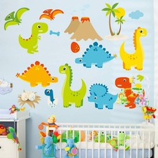 Cute Cartoon Dinosaur Wall Decals, Peel and Stick Colorful Wall Art Mural for...