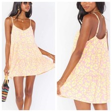Show Me Your Mumu Mini Dress Yellow & Pink Cheetah Print Spaghetti Strap Small
