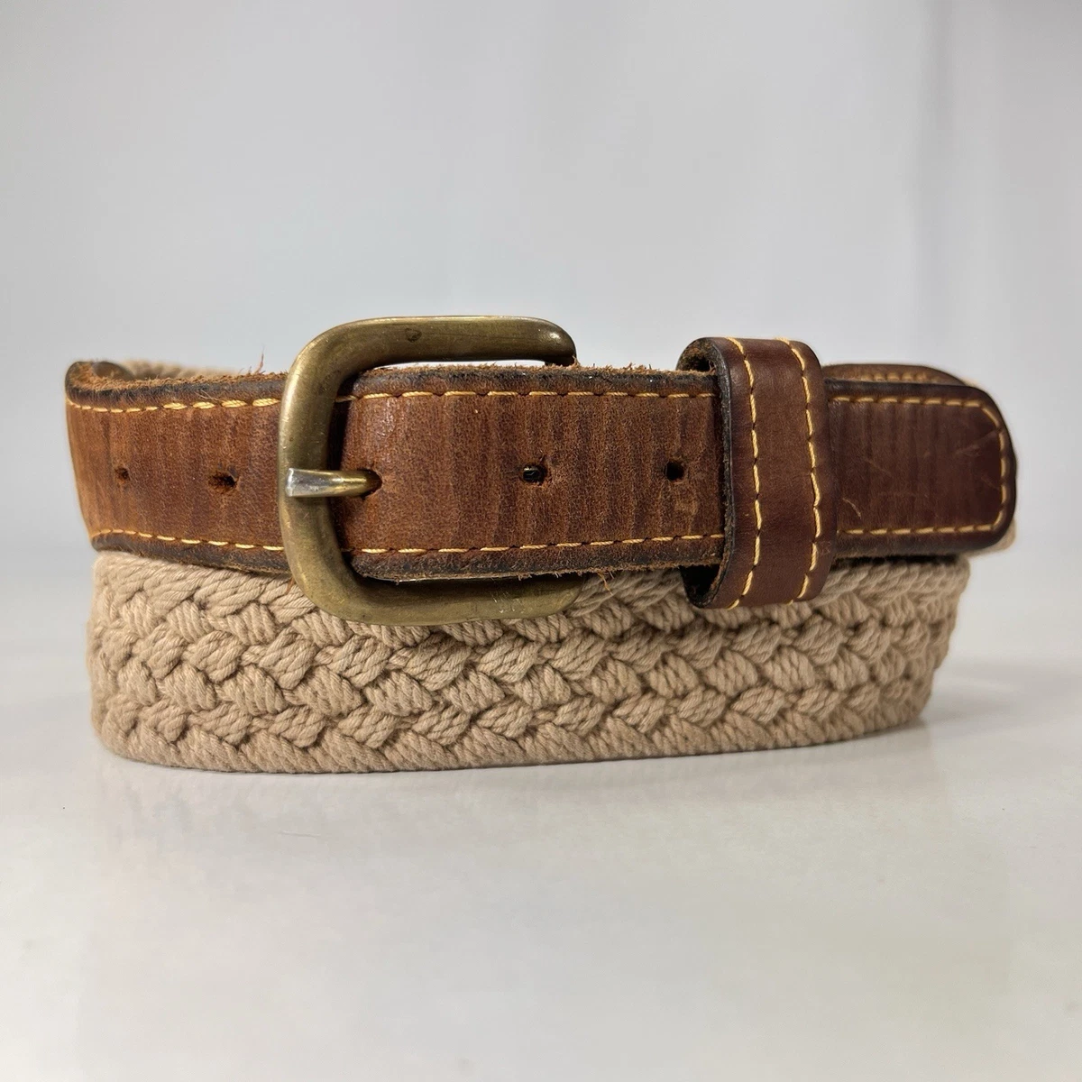 Vintage Brown Woven Leather Belt Braided Western Cowgirl Festival Womens Small‎ Brown Leather Braided Belts for Women for sale | eBay main image 3