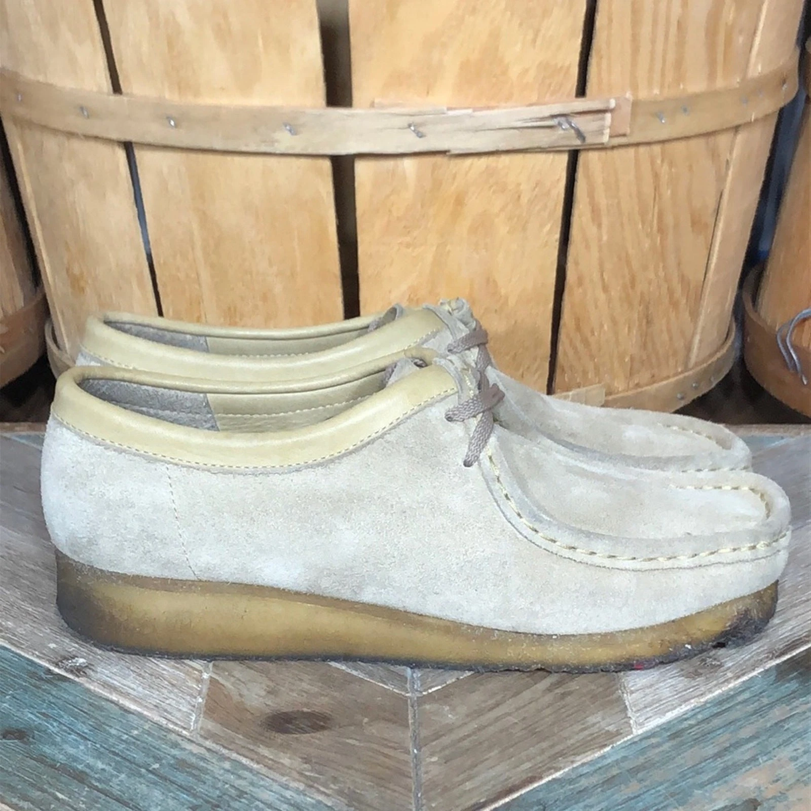 Mocassini donna Clarks Originals Wallabee bassi scamosciati con lacci taglia 8 5