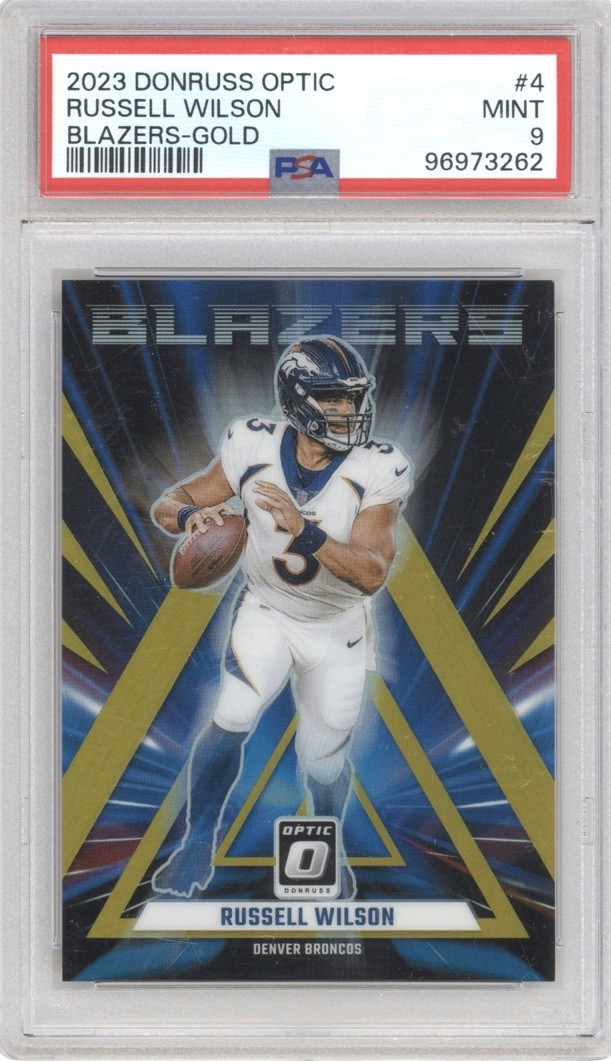 2023 Panini Donruss Optic - Blazers Russell Wilson #4 Gold Prizm /10 PSA 9