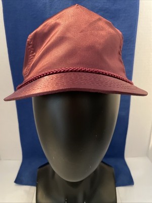 Vintage Otto Cap Adjustable Burgundy Roped Bill Satin Nylon Hat Cap
