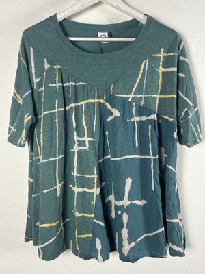 Anthropologie Akemi + Kin Womens Light Streaks T-Shirt Top Large Short Sleeve