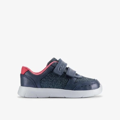 CLARKS CHILDREN'S Clarks Girls Ath Sonar Toddler Navy Trainers,Riptape Leather Casual