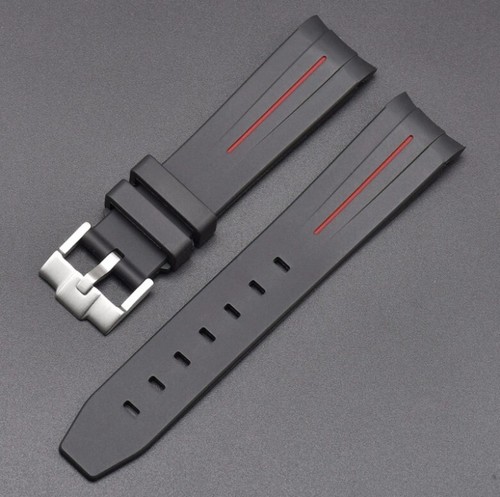 Zakrzywiony koniec Premium Silikonowa guma dla nurków Pasek do zegarka Pasek męski 20mm 21mm 22mm - Zdjęcie 8 z 22
