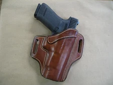 OWB Leather 2 Slot Pancake Belt Holster For Springfield XD Mod2, XDM, 4"-4.5" Tn
