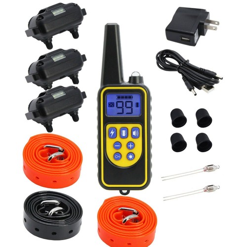 3 Dogs Waterproof Dog Electric Shock Training Bark Collars Rechargeable Remote - Picture 2 of 11