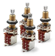 4x Bourns 500K Pot 3/4” Long Split Shaft Audio Taper Push/Pull DPDT