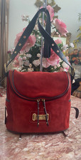 Maxx New York Signature Suede Crossbody Handbag Medium Genuine Leather Red