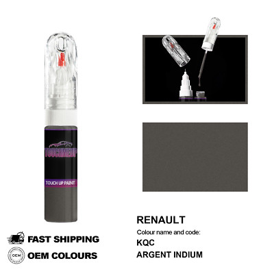 FÜR RENAULT ARGENT INDIUM KQC Touch Up Lackstift Pinsel Fix Kit Kratzer Chip Set