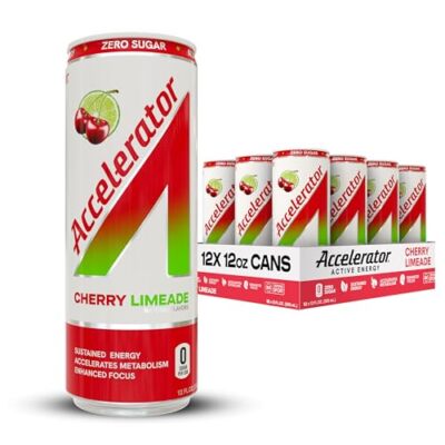 Accelerator Active Energy Drink Cherry Limeade 12oz Pack of 12 Zero Sugar