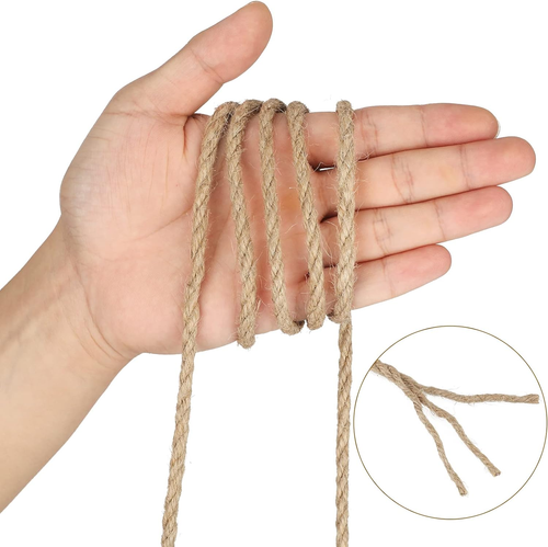 6MM Jute Rope,164Feet Strong and Heavy Duty Jute Twine, Brown Decoration Hemp Tw - Picture 3 of 12