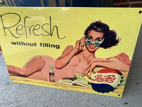 Vintage Style Refresh Pepsi Soda Pop Heavy Steel Metal Quality Sign