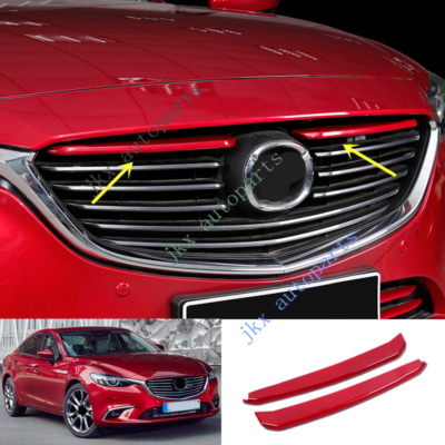 2pcs Red Front Bumper Upper Middle Grille Trim For Mazda 6 M6