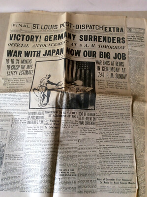 St. Louis Post-Dispatch 7. Mai 1945 * Final / Extra / Section Complete * NM+