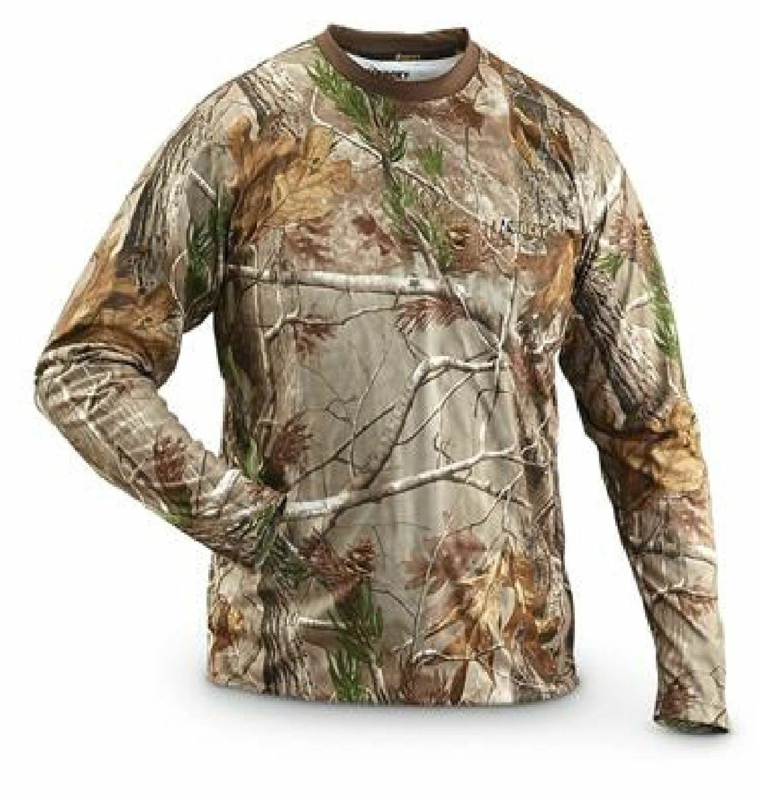 Mens RealTree Fishing Hunting Camouflage Jungle Print Long Sleeved TShirt Top