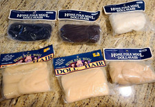Home Folk Wool Doll Hair. Lot of 6. Black, Dark Brown,Natural ,Blond,Pale Yellow