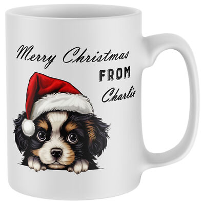 Personalisierte Tasse Frohe Weihnachten König Charles Kavalier Hundebesitzer ihre individuelle P...