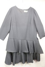 Eliza J. 3/4 Sleeve Tiered Black Dress-Lined--Size 18-Minimalist-New with Tags