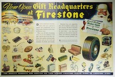 Vintage 1944 FIRESTONE TIRES & GIFTS Lg Magazine Print Ad: CHRISTMAS SANTA CLAUS