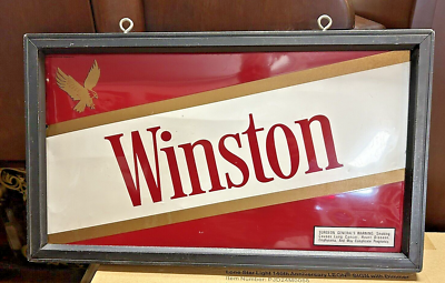 vintage small metal advertising cigarette sign Winston - 22”x13