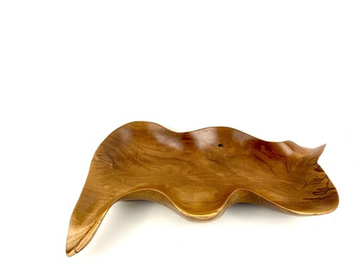 Hand Carved Fruit Tray from ExoticTeak Wood Unusual design (23”L -10”W-3 1/2”D) - Picture 3 of 6