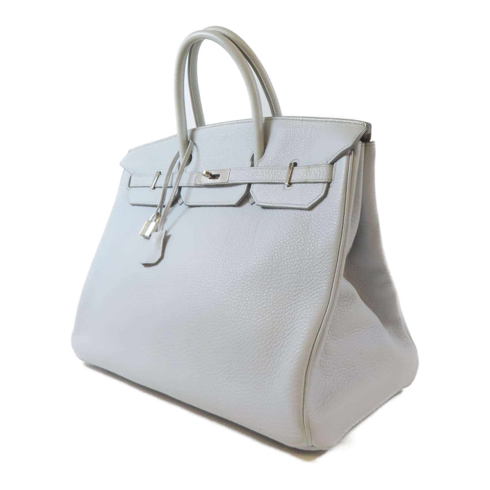 HERMES PHW Birkin 40 Handbag Taurillon Clemence Leather Grease Pail