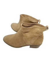 Sole Society Size 7 B So-Carson Ankle Booties Tan Suede  Shoes Block Heel