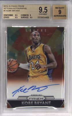 2015-16 PANINI PRIZM VETERAN AUTOGRAPHS #1 KOBE BRYANT /150 BGS