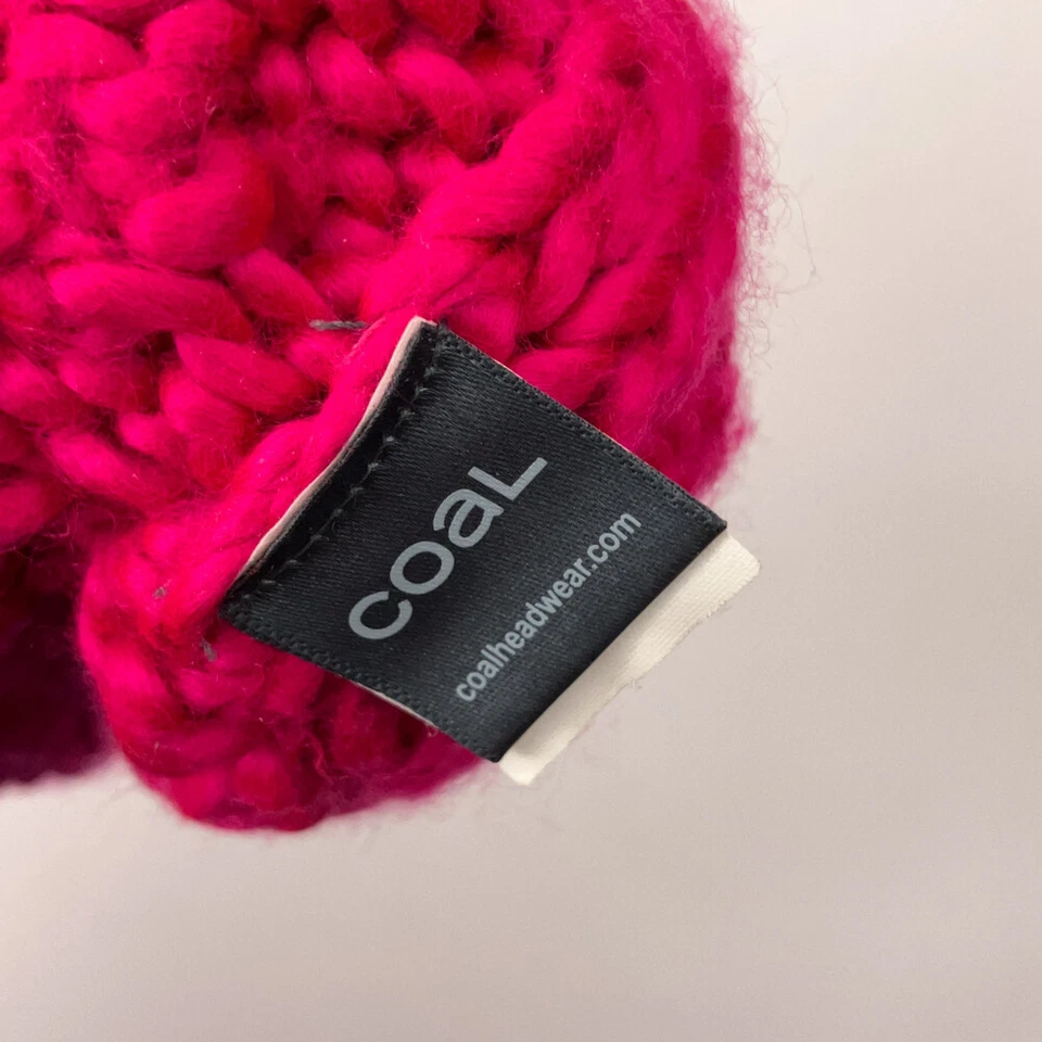 Sombrero Pom Pom de Invierno Acrílico Tejido con Cable Rosa Caliente Carbón Foto 4 de 4