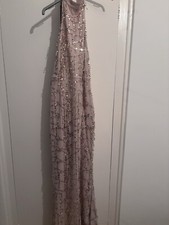 PLT Size 10 Gold Sequin Long Dress With Slit