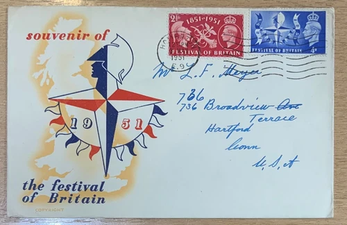 GB FDC 1951 FESTIVAL OF BRITAIN 3 MAY ..HOMERTON E.9  CANCEL
