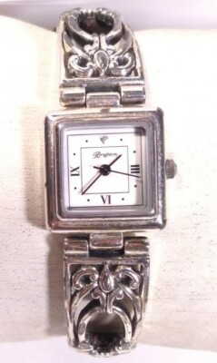 Vintage Brighton Alberta Watch Silver & Brown Band Square  display picture 2